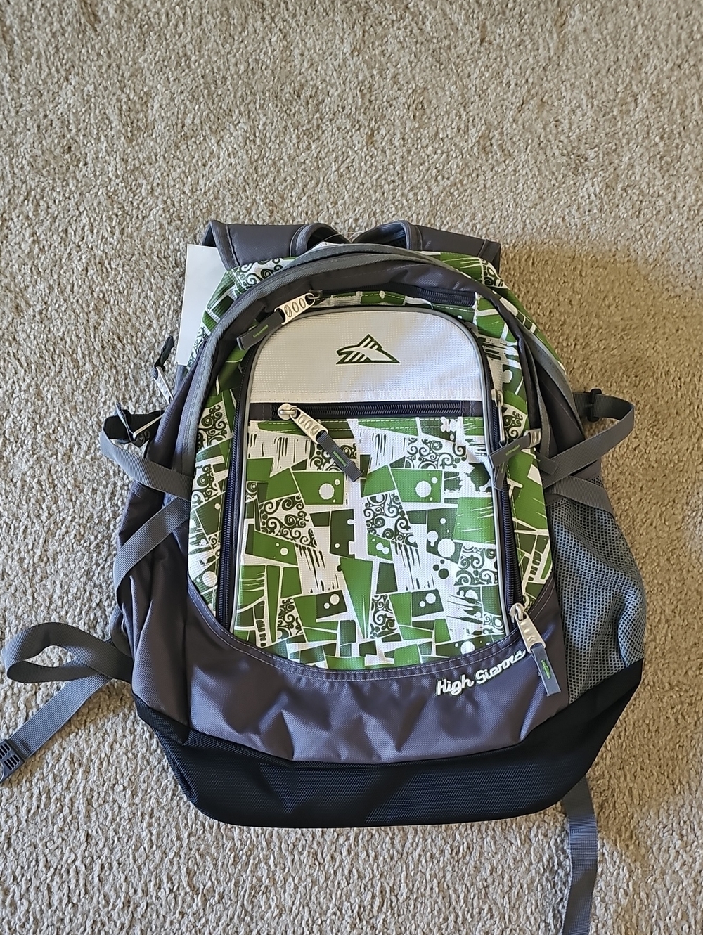High Sierra Gray and Green Geometric Men's Backpack